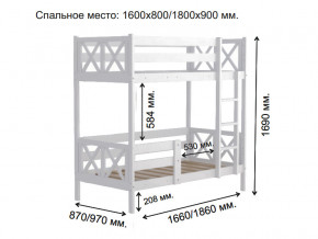 Кровать 2-х ярусная Аист-2 Классика белый 1800х900 мм в Карабаше - karabash.magazinmebel.ru | фото - изображение 2