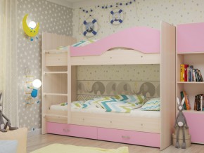Кровать 2-х ярусная Мая с ящиками на латофлексах розовая в Карабаше - karabash.magazinmebel.ru | фото