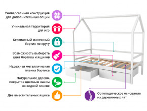 Кровать-домик Svogen с ящиками и бортиком мятно-белый в Карабаше - karabash.magazinmebel.ru | фото - изображение 2