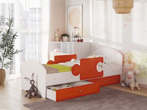 Кровать Мозаика с ящиком и бортиками на ламелях белый-оранж в Карабаше - karabash.magazinmebel.ru | фото