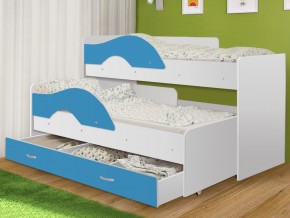 Кровать выкатная Радуга с ящиком 80х160 белая-голубой в Карабаше - karabash.magazinmebel.ru | фото
