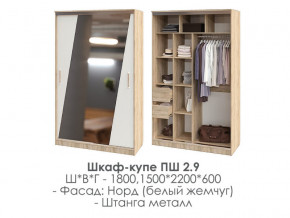 шкаф-купе ПШ-2.9 1500 Норд Белый жемчуг 1500 в Карабаше - karabash.magazinmebel.ru | фото